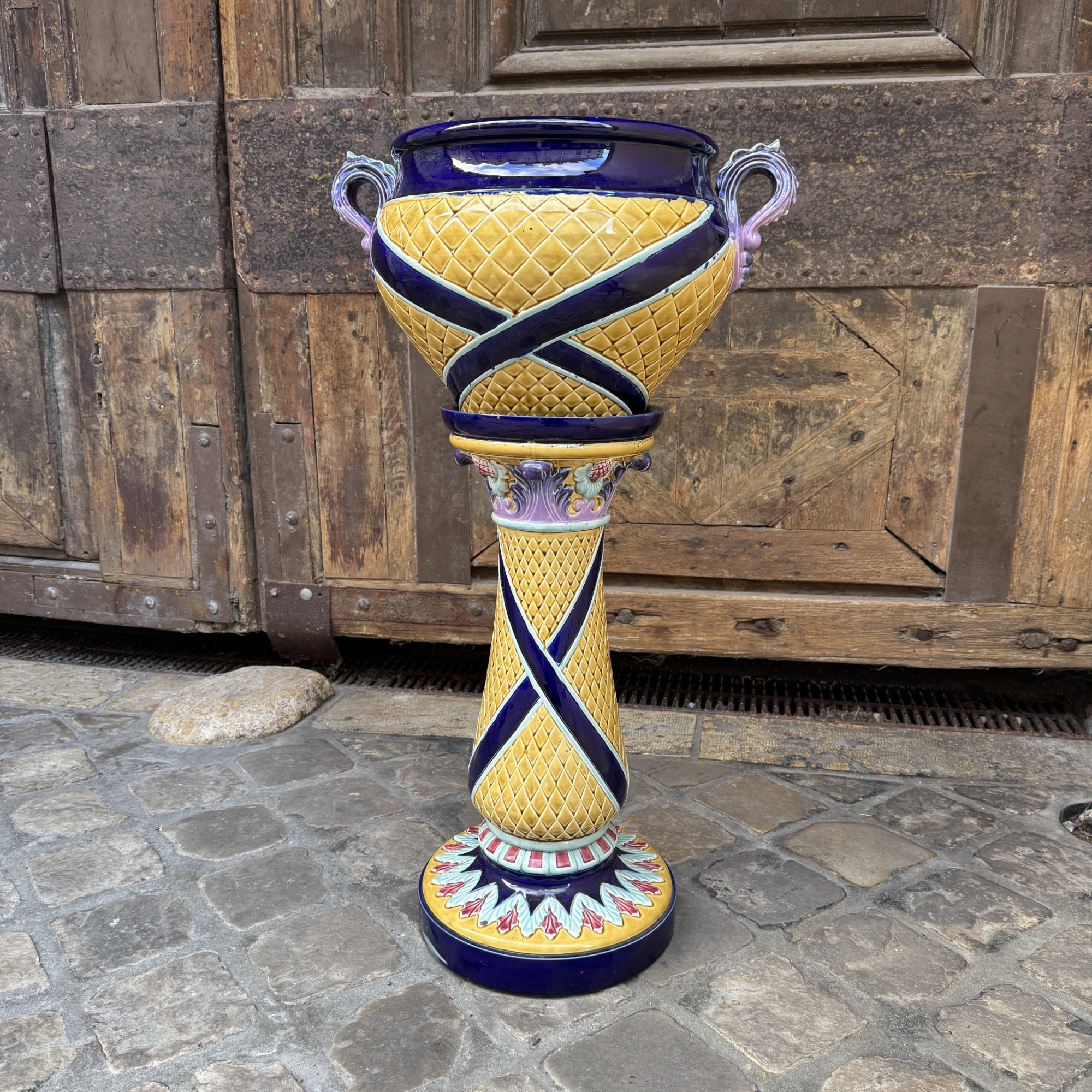 cache pot colonne barbotine