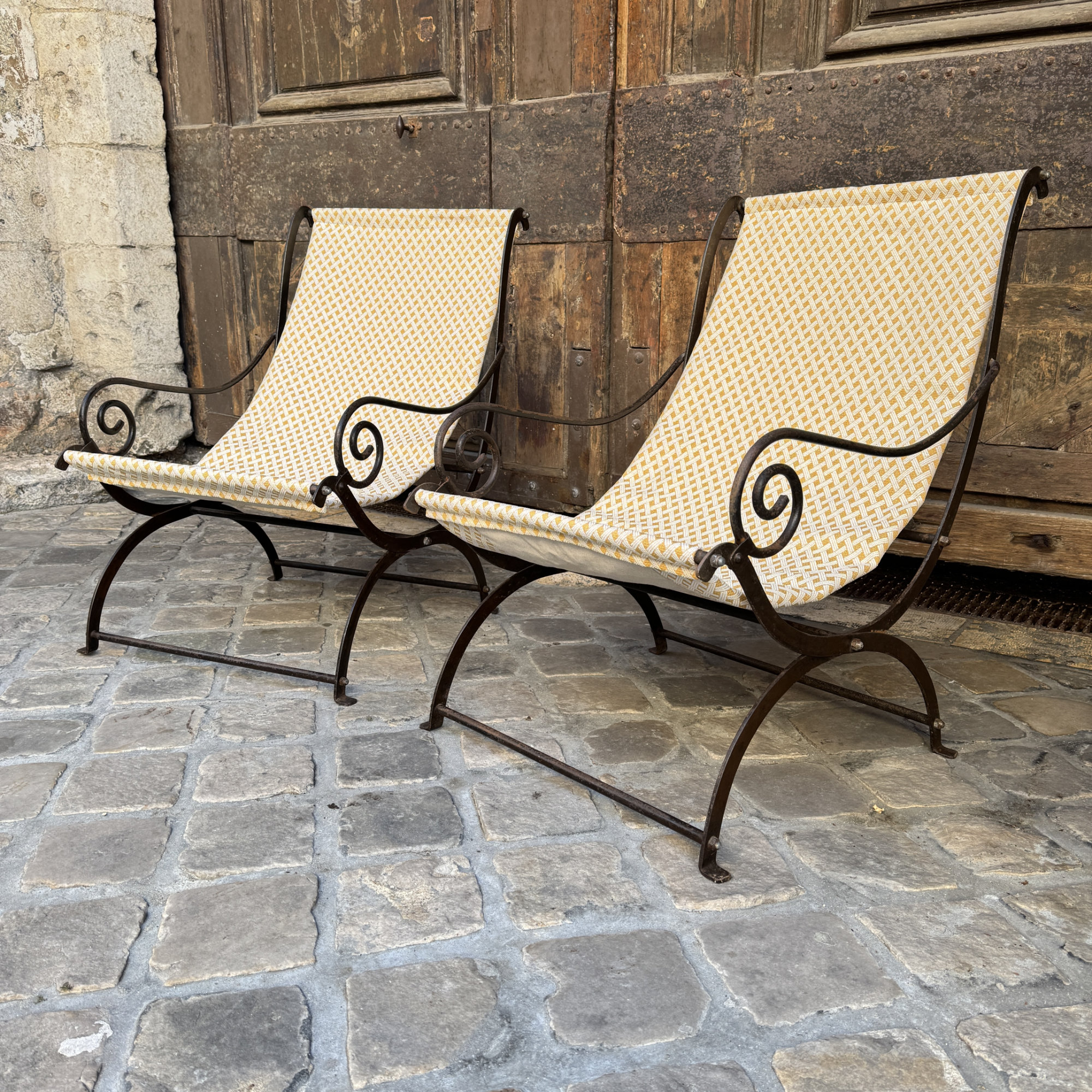 paire fauteuils acier